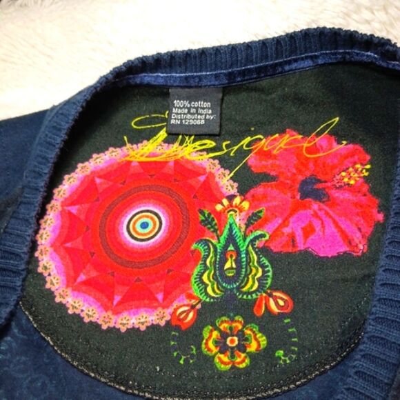 Desigual Vintage Y2k Floral Japan Jumper Sweater/Knit. ArtWear. Woman L Fit Smal - Picture 8 of 16